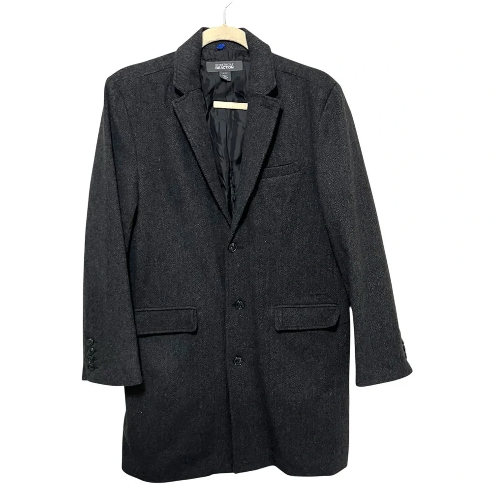 Kenneth Cole Reaction Men's Charcoal Black Overcoat